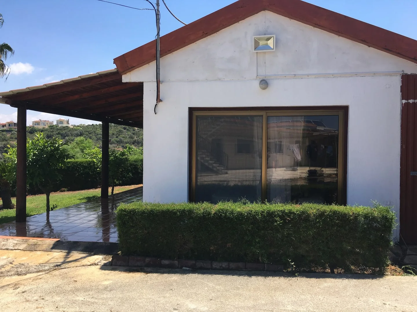 The studio exterior and covered terrace